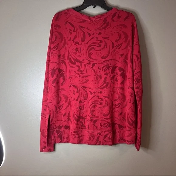 Athleta Coaster Luxe V-Neck Sweatshirt – Agate Red Paisley (Size Small) - Picture 5 of 5